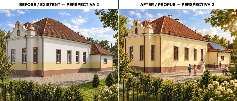 Renovare grădiniță în Hațeg — Situație existentă / propunere de renovare — perspectiva 2