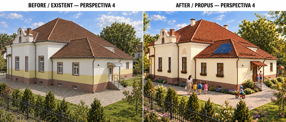 Renovare grădiniță în Hațeg — Situație existentă / propunere de renovare — perspectiva 4