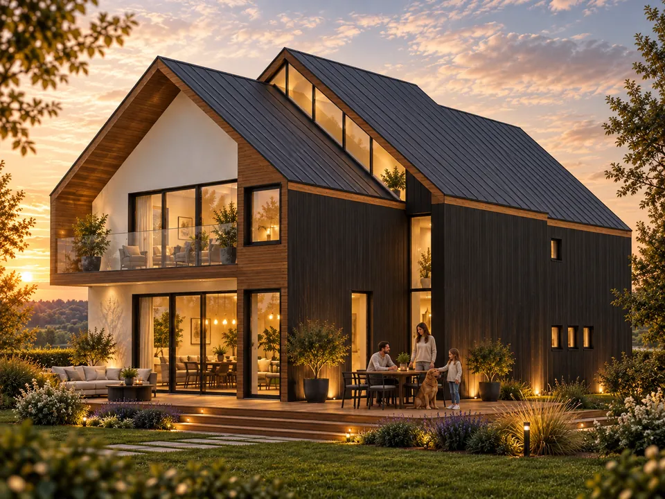 House with gabled volumes in Gorj — House with gabled volumes in Gorj — view 1 · visualisation