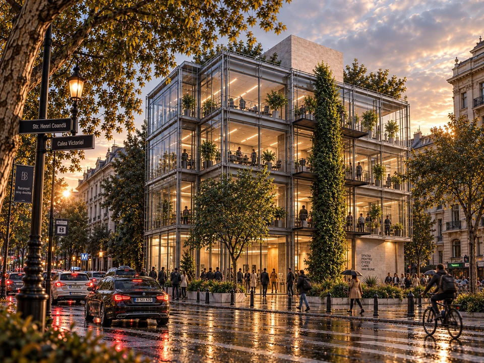 Office building — Bucharest — Bucharest office building, overall perspective · rendering