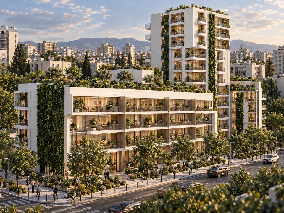 Complex rezidențial Basarab — Balcoane, terase și vegetație pe fațade · vizualizare arhitecturală