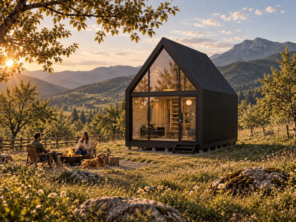 Tiny house în Gorj — Vedere de ansamblu în peisaj