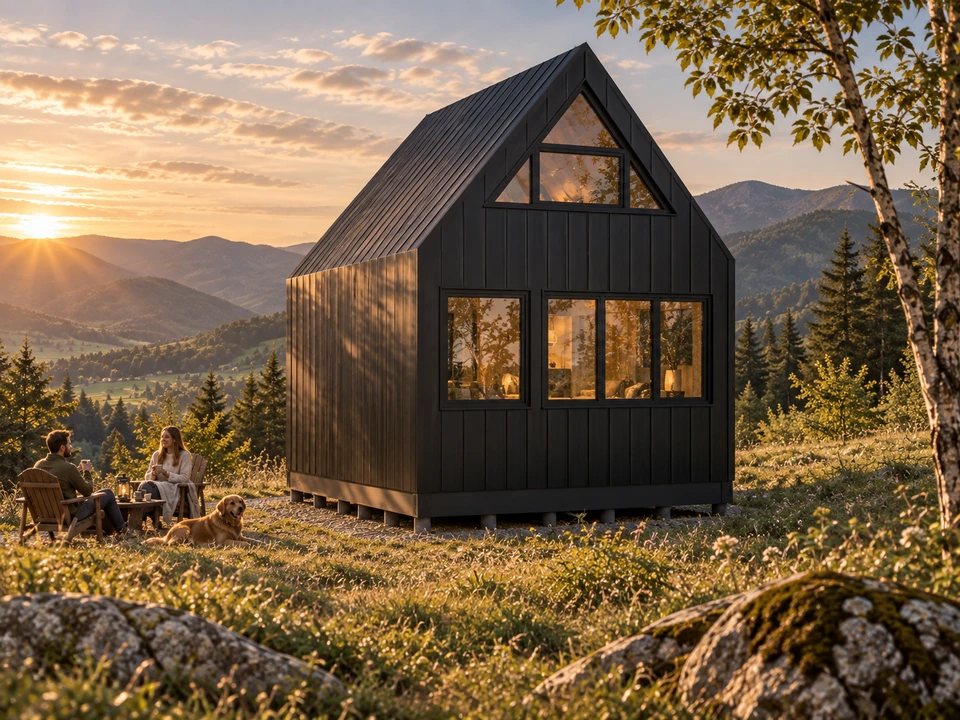Tiny house în Gorj — Fațada dinspre spate