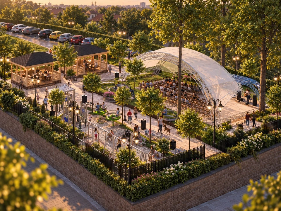 Park in Gorj — Overall view of the park · architectural visualisation