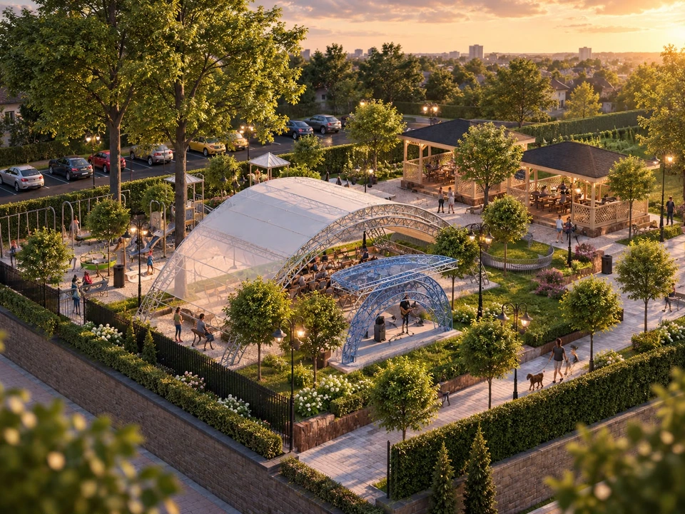 Park in Gorj — Stage and leisure pavilions · architectural visualisation