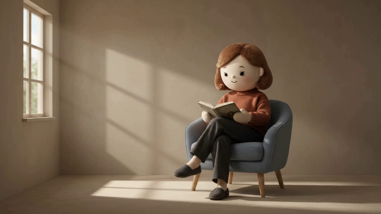 O femeie citește lângă o fereastră largă — cadru din film